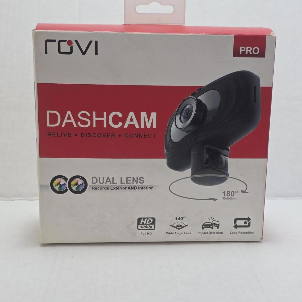 Rovi Pro CL-3017 DashCam 1080p Full HD Wide Angle Dual Lens with Mount NIB